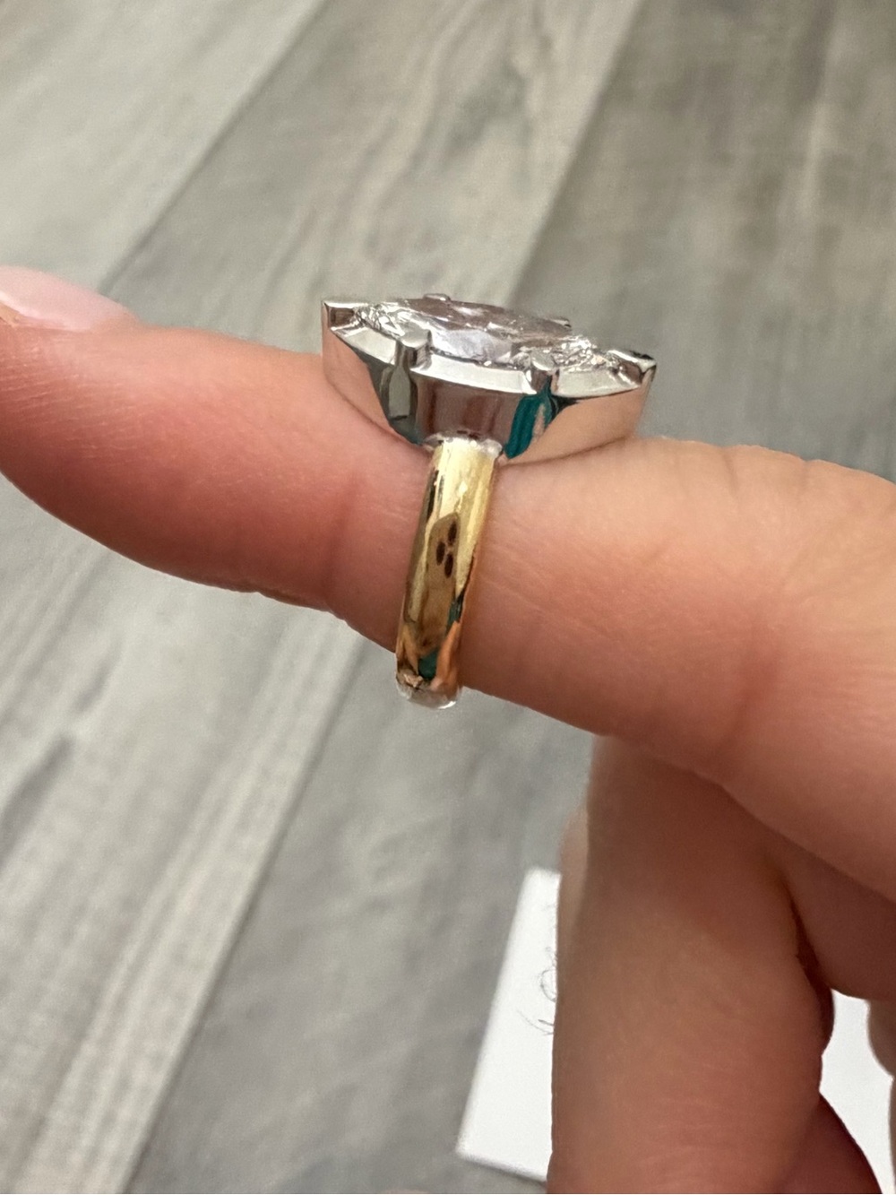 Real Fine Studio Mega Marquise Button Back Ring Size 3 Pinky Ring - Picture 8 of 15